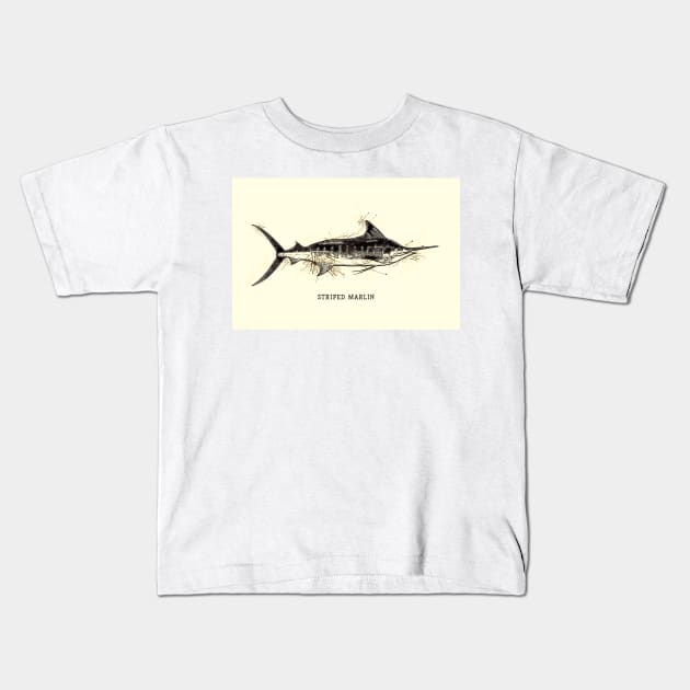 Striped Marlin Vintage Art for the Ocean Lovers and Extreme Anglers / Gifts for Fisherman Kids T-Shirt by Naumovski